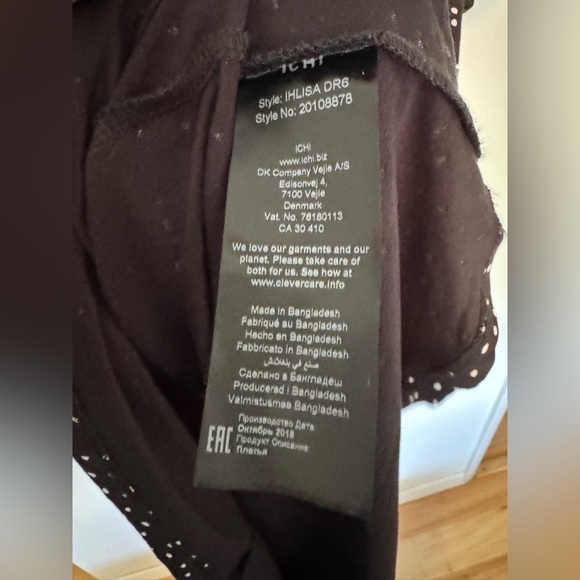 ICHI Ihlisa DR6 Jersey Mini Dress Black Polka Dot Size Large Stretch EUC - Picture 6 of 10